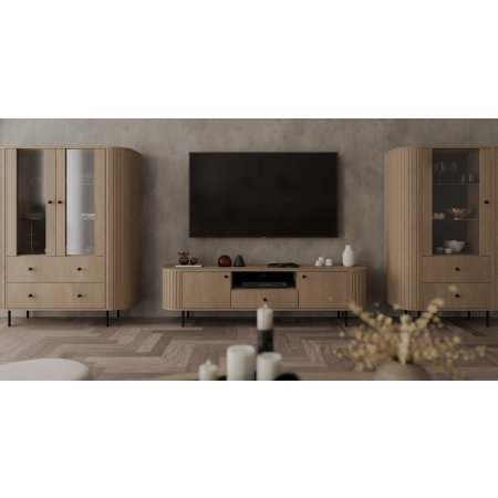 Witryna szeroka zaokrąglone boki frez front 122 OLIVO dąb cremona